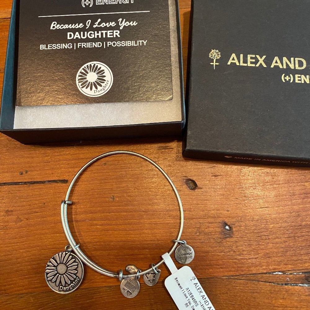 ALEX AND ANI "BECAUSE I LOVE YOU DAUGHTER" SILVER TONE BRACELET NWT